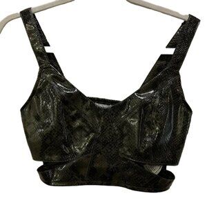 Zara Black Snakeskin Crop Top